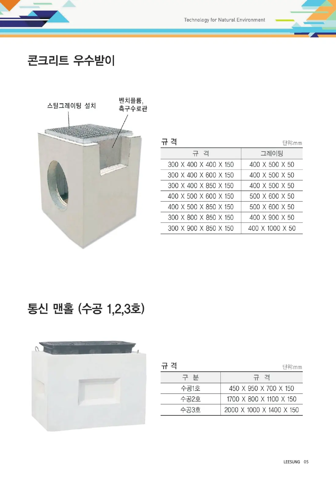 5쪽 콘크리트 우수받이 · 통신 맨홀
